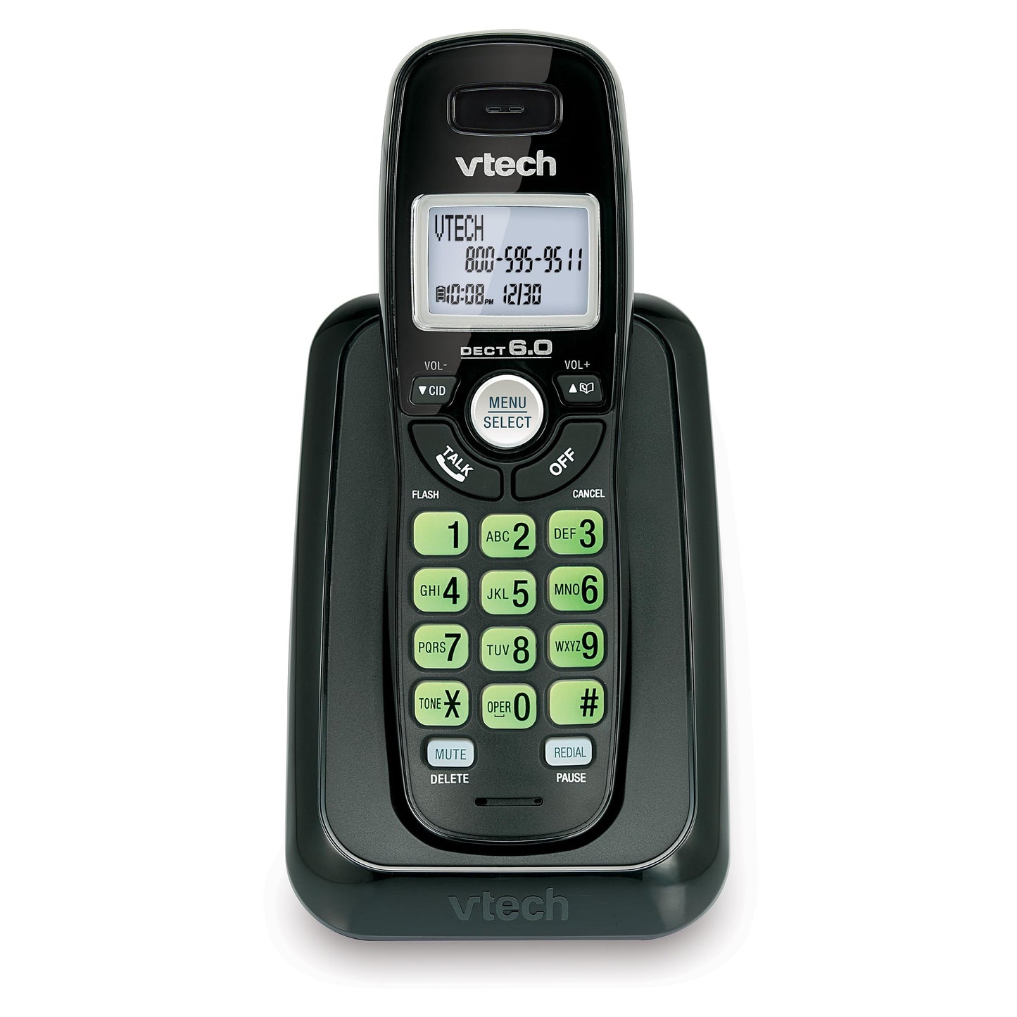 Vtech Dect 6.0 Single Handset Cordless Phone with Caller ID, Green Backlit Keypad and Display (CS6114-11)