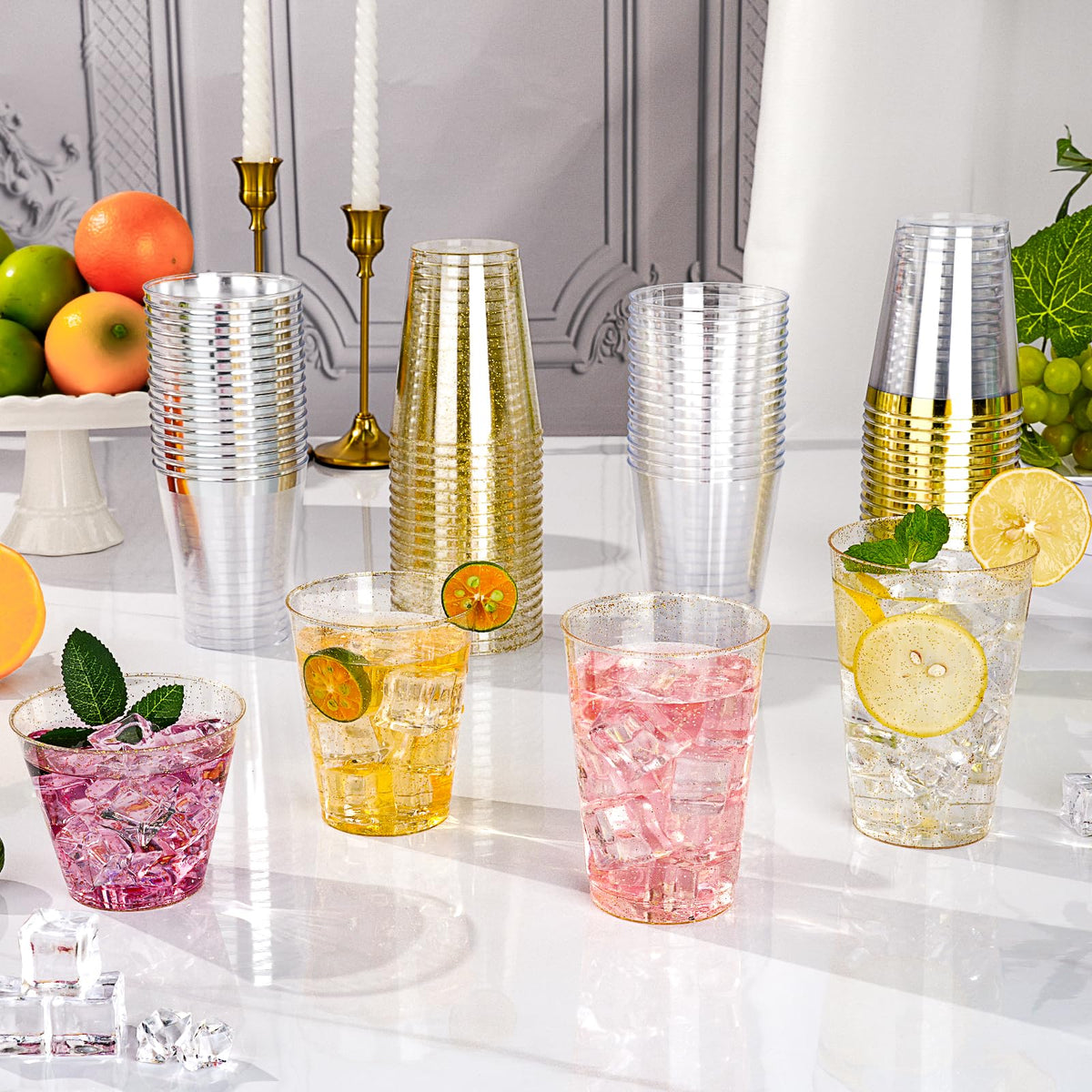 Goodluck 100PCS 9oz Gold Glitter Plastic Cups 🍁 All In One Marketplace Canada