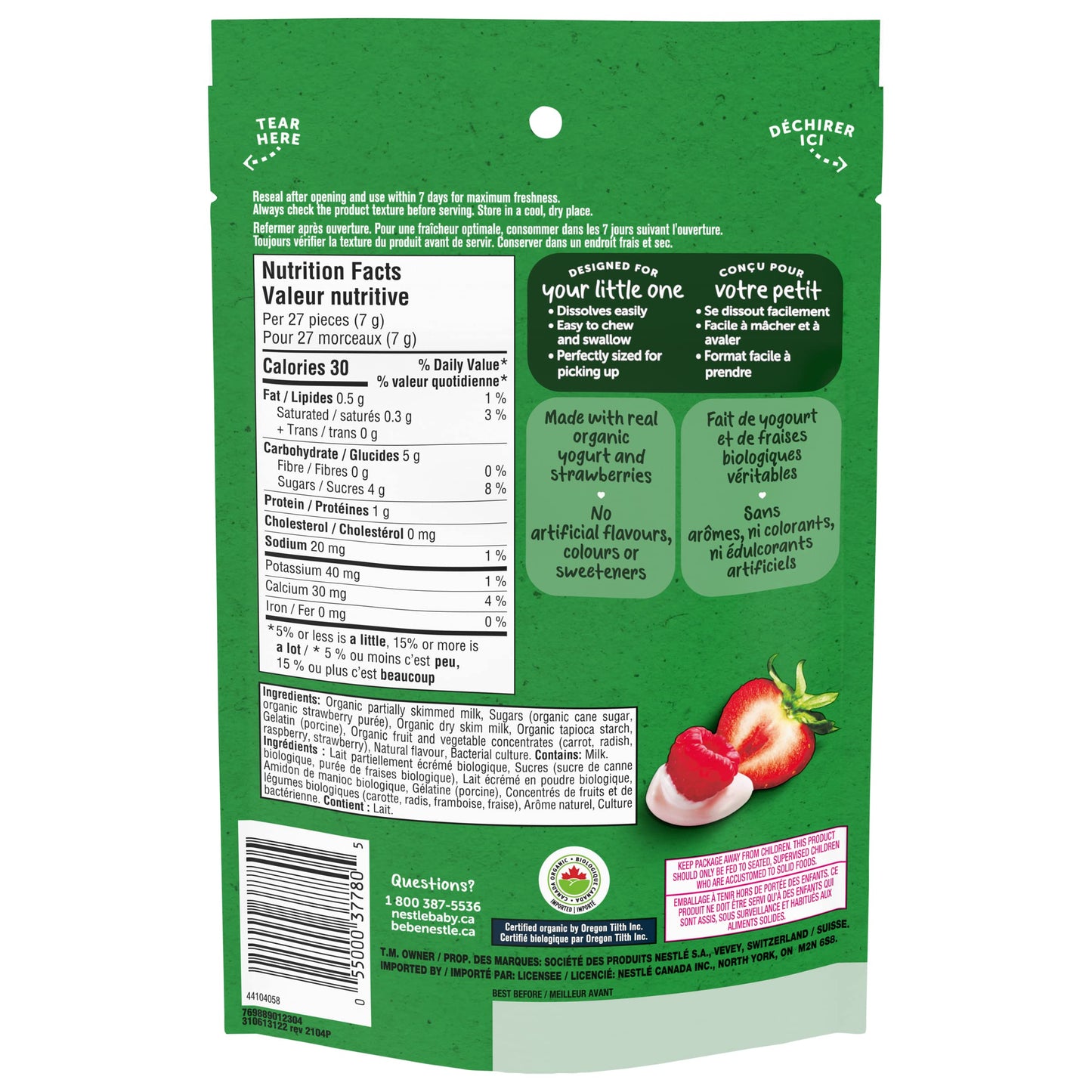 Gerber Organic Yogurt Melts Red Berry - Toddler Snack, 12+ Months, 28g (7 Pack)