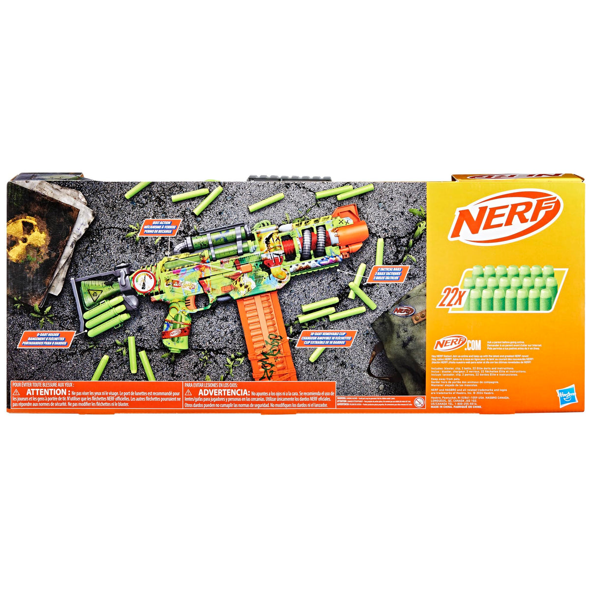 Nerf Zombie Corrupter Dart Blaster, 22 Nerf Elite Darts, 18 Dart Clip, Dart Storage, Bolt Action, Outdoor Games, Ages 8+