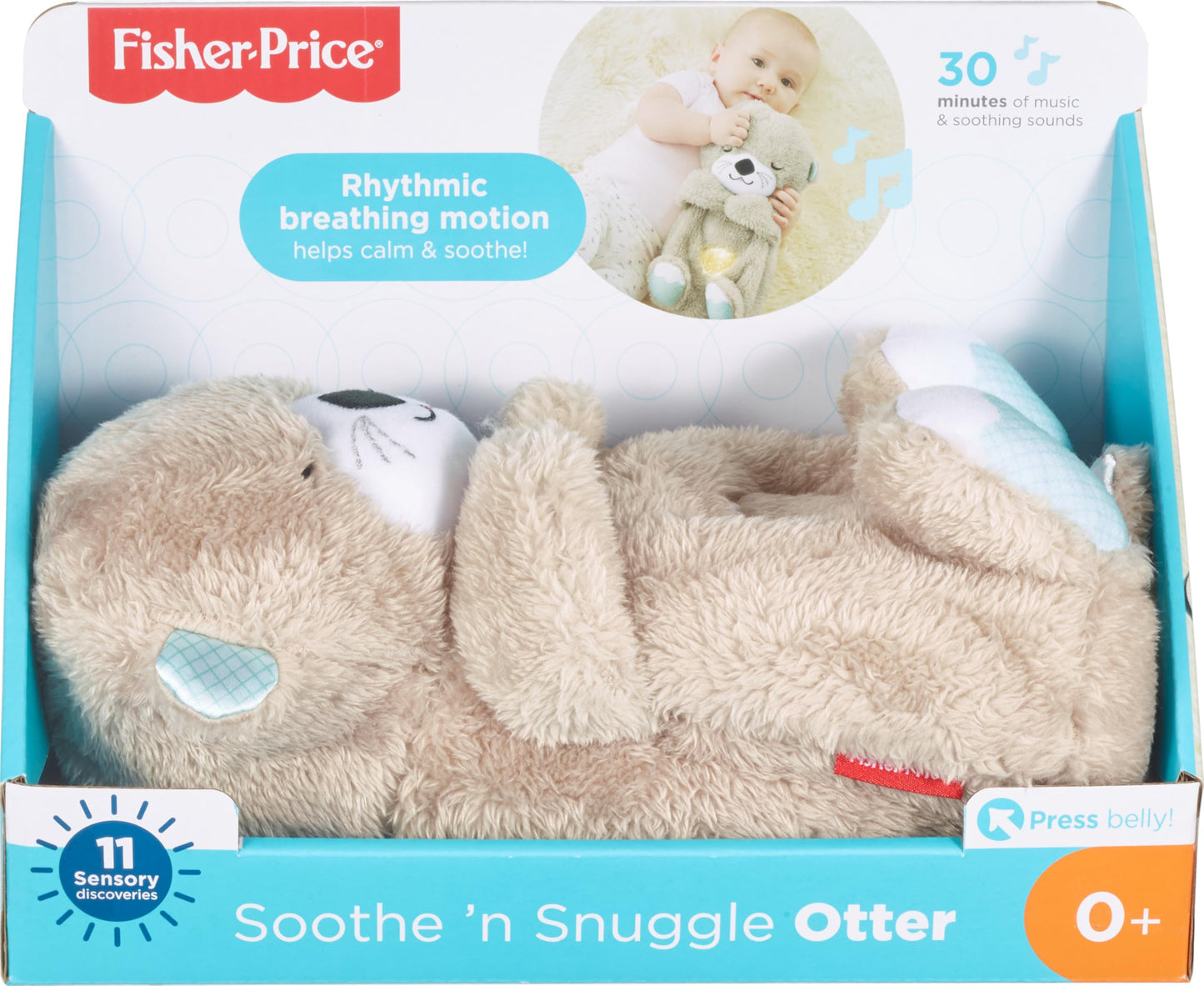 Fisher-Price Baby Toy Soothe ‘n Snuggle Otter, Plush Portable Sound Machine with Breathing Motion & Lights for Newborns Ages 0+ Months