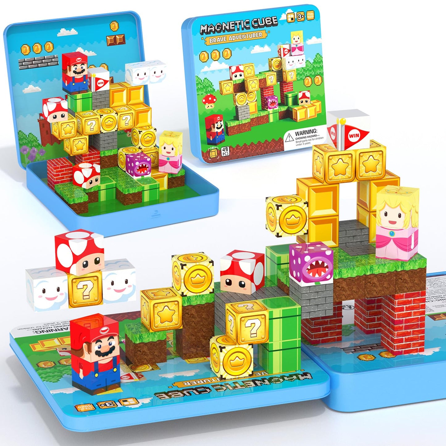 Mini Magnetic Blocks - 49 PCS Travel Magnet Building Blocks for Toddlers - STEM Educational Magnetic Building Toys with Portable Iron Box for Kids Ages 3-8 Boys & Girls - Available at All In One Marketplace Canada