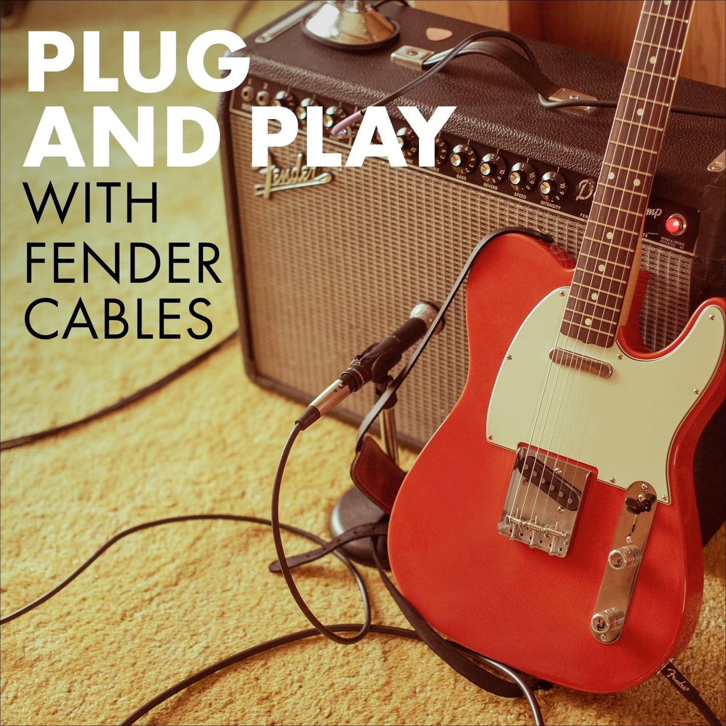 Fender Professional Series Instrument Cable, Guitar Cable 10 ft, Guitar Accessories, Stage Ready with Anti-Kinking Design, Black