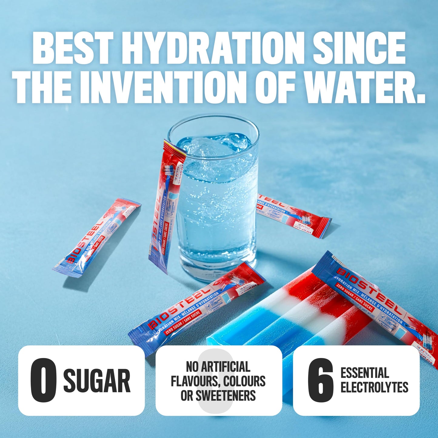 BioSteel Hydration Mix Ice Pop Flavour - 24 Single Serving Packets | Sugar-Free Canadian Sports Hydration
