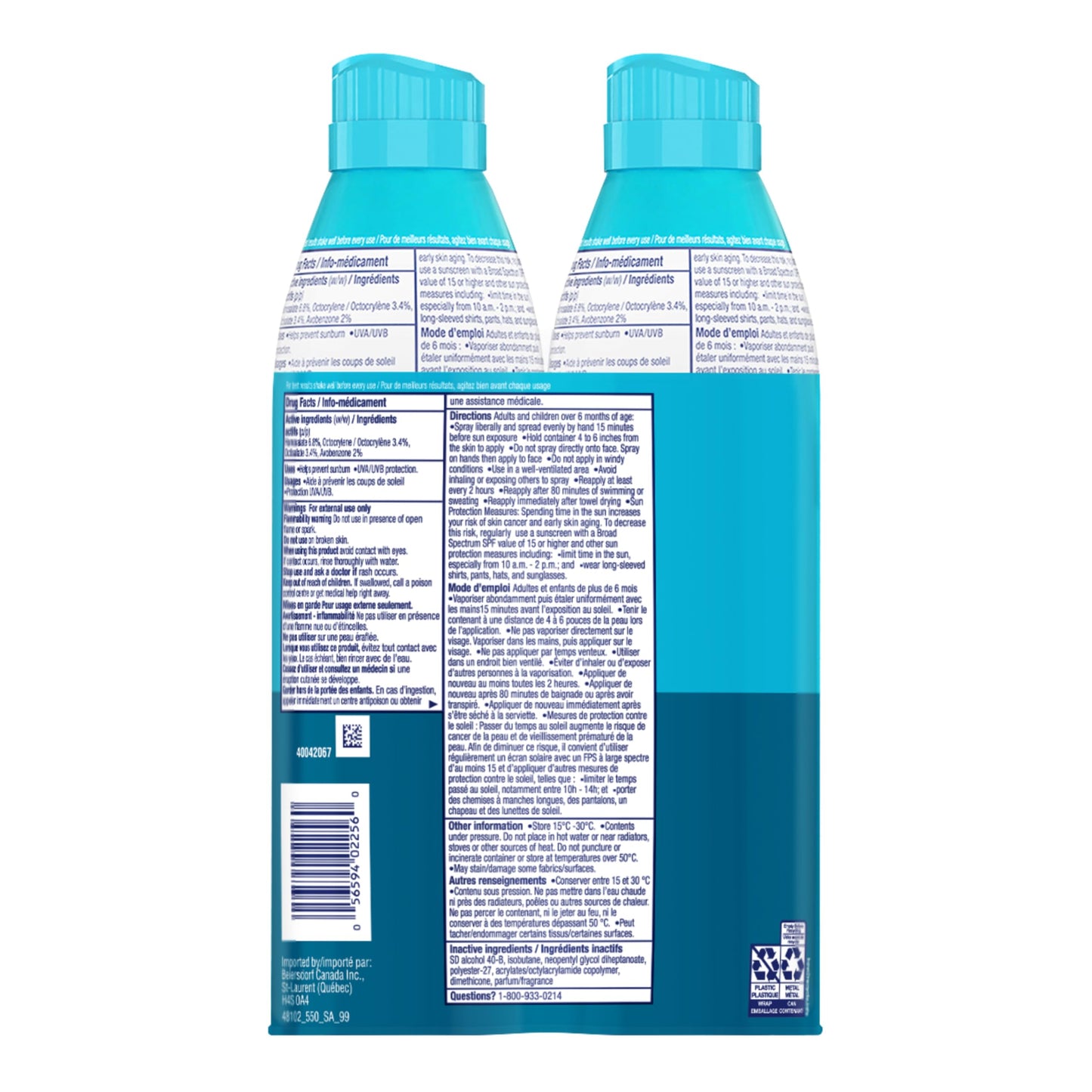 Coppertone Kids Sunscreen Spray SPF 50 Duo Pack, Hypoallergenic Sunscreen for Kids, Water Resistant Face and Body Spray Sunscreen for Children, Octinoxate and Oxybenzone Free, 2 x 215mL