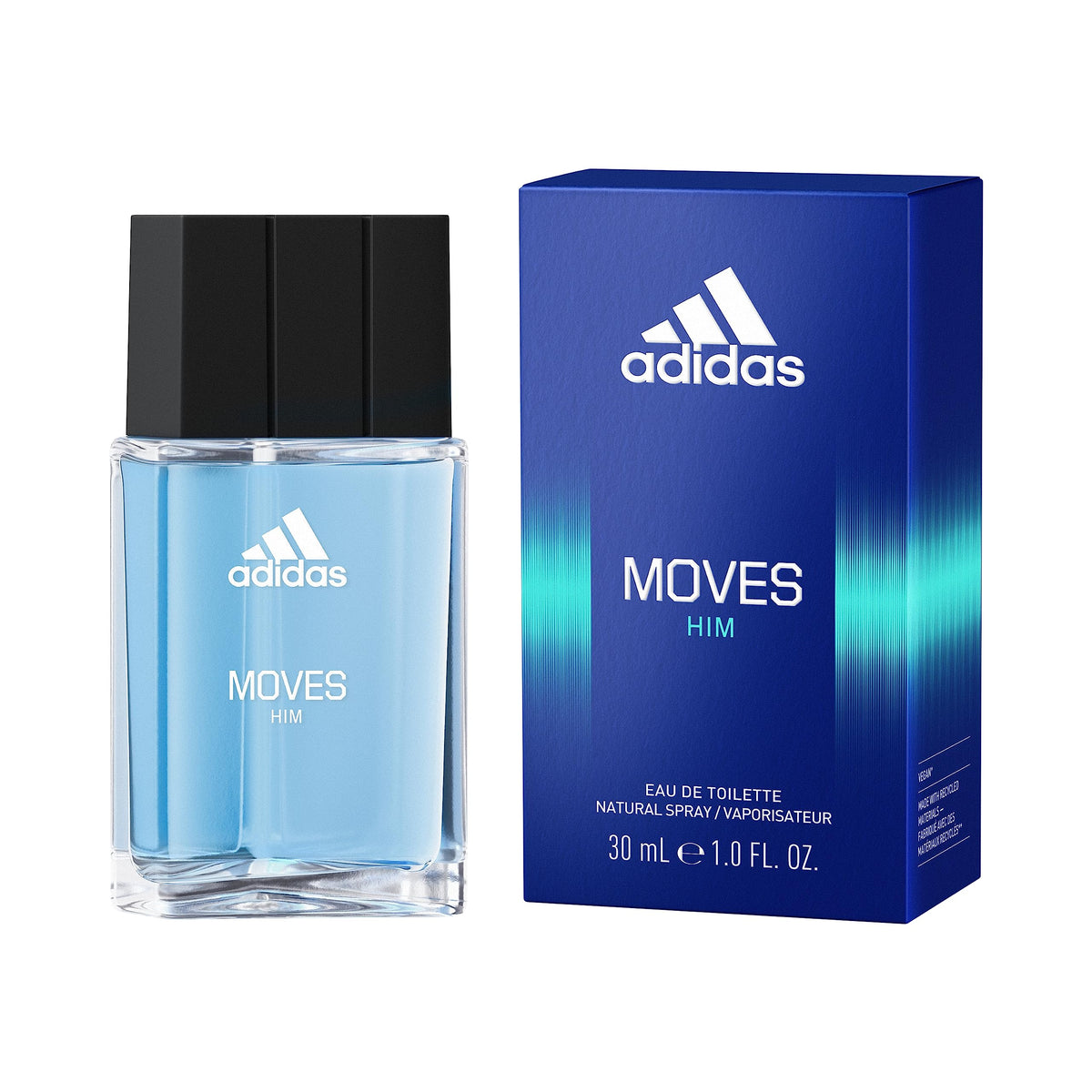 adidas Moves for Him Eau de Toilette for Men, Aromatic fragrance, Top notes: green apple, anise, Italian parsley, peppermint, mandarin, and black peppercorn,30ml