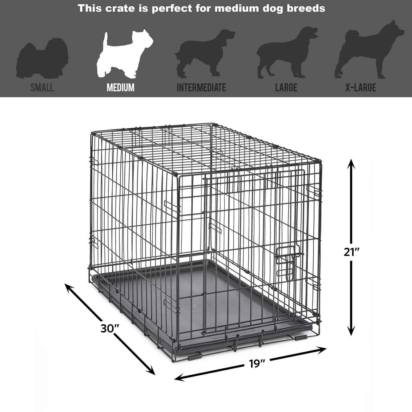 MidWest Homes for Pets 30-Inch New World Crate for Medium Breeds, 21-40 lbs, Single Door Folding Dog Crate, Leak-Proof Tray & Secure Latch, Portable, Durable & Easy to Assemble 🍁 All In One Marketplace Canada