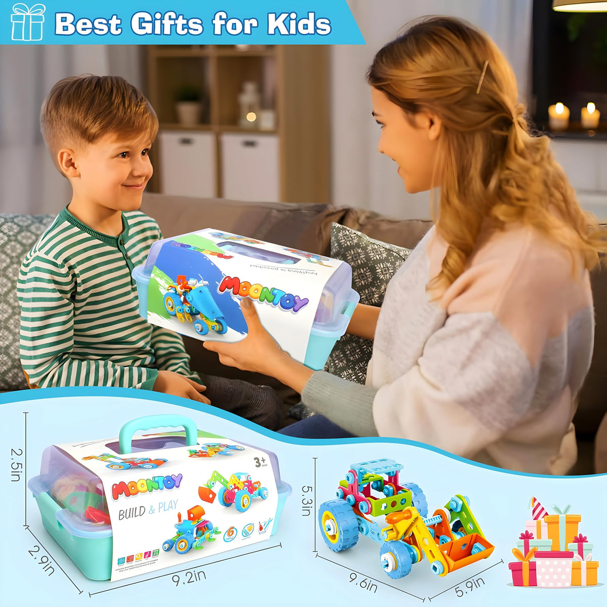 MOONTOY STEM Toys for 3 4 5 6 7 8+ Year Old Boy Girl Kids Christmas Birthday Gift, Toddler 3-5 Block Stem Kits Building Toys for Kids Ages 4-8 5-7 6-8 4-6 8-12 Erector Set Creative Activities 118pcs 🍁 All In One Marketplace Canada