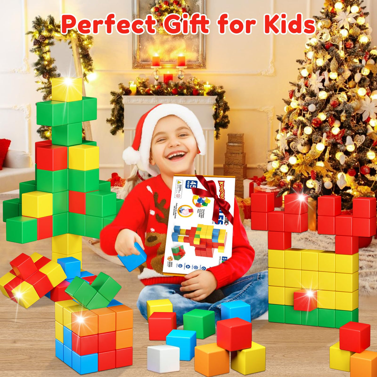 KAEILORU Magnetic Blocks for Kids 3-5 45PCS Toddler Magnet Building Tiles 🍁 All In One Marketplace Canada