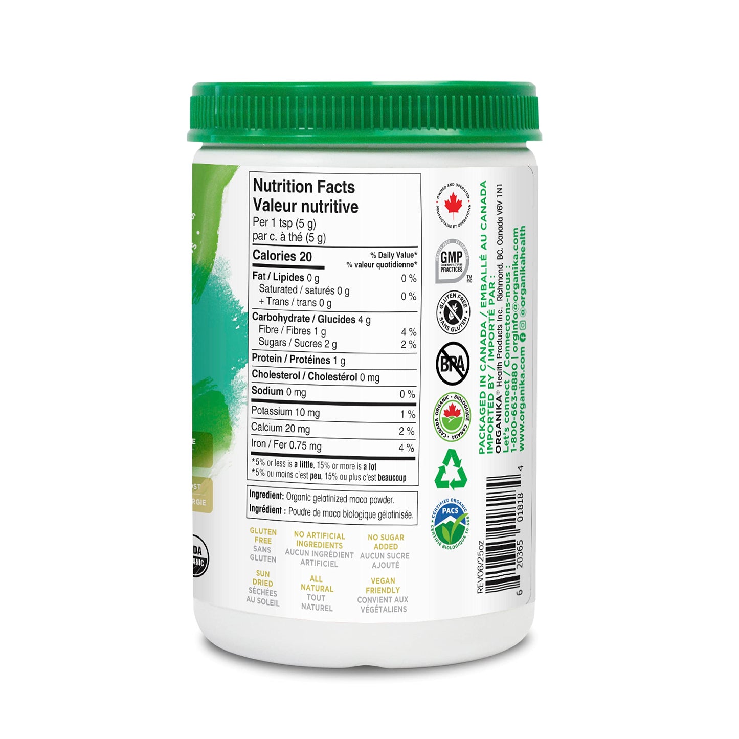 Organika Maca Certified Organic Powder- Gelatinized for High Bioavialability, Hormone Balance, Adaptogen to Help with Stress and Energy- 400g Organika