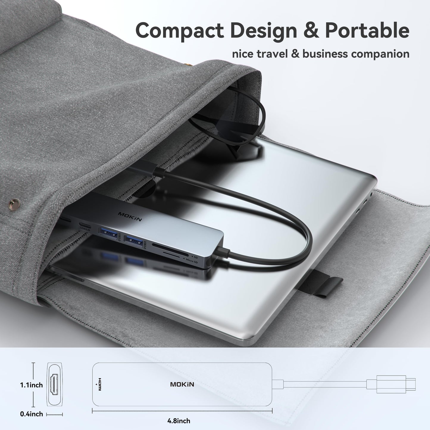 USB C Hub HDMI Adapter for MacBook Pro/Air, MOKiN 7 in 1 USB C Dongle with HDMI, microSD/SD Card Reader, USB C Data Port,100W PD, and 2 USB 3.0 Compatible for MacBook Pro/Air, Dell XPS, Thinkpad.