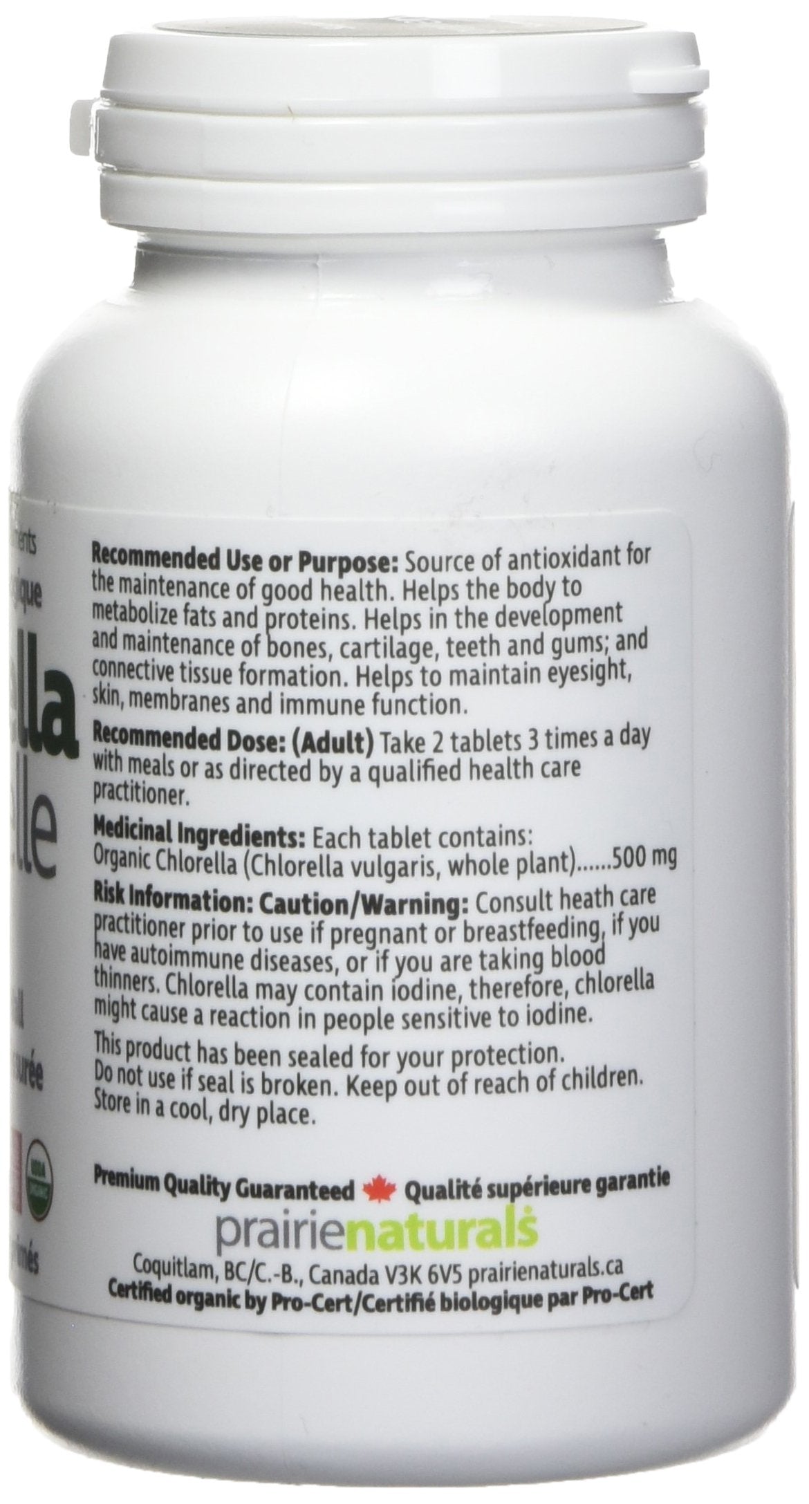 Prairie Naturals Organic Chlorella Broken Cell Wall Tablets - 180 Count Prairie Naturals