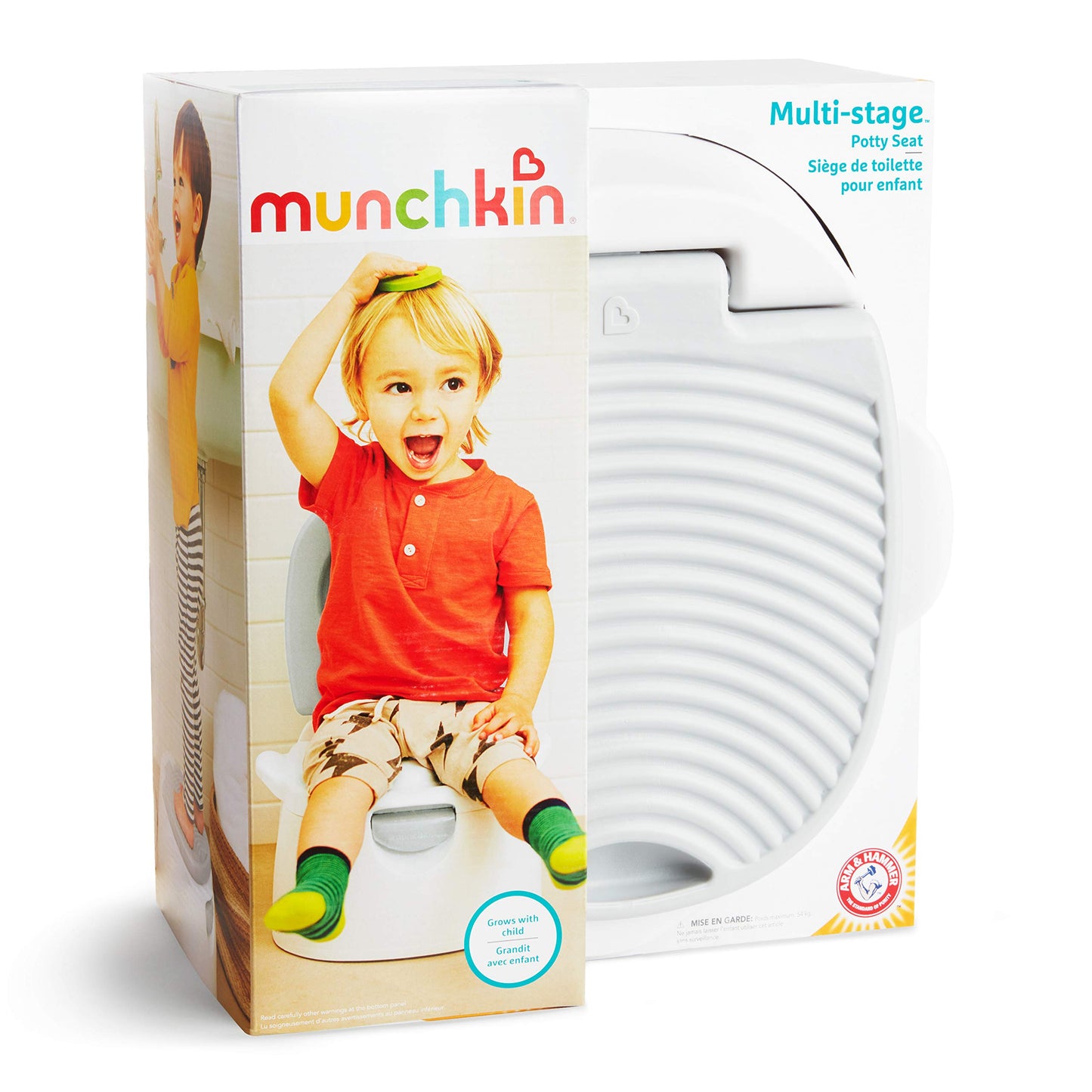 Munchkin Arm & Hammer Multi-Stage 3-in-1 Potty Seat, (Potty Chair, Trainer Ring and Step Stool), Grey Munchkin