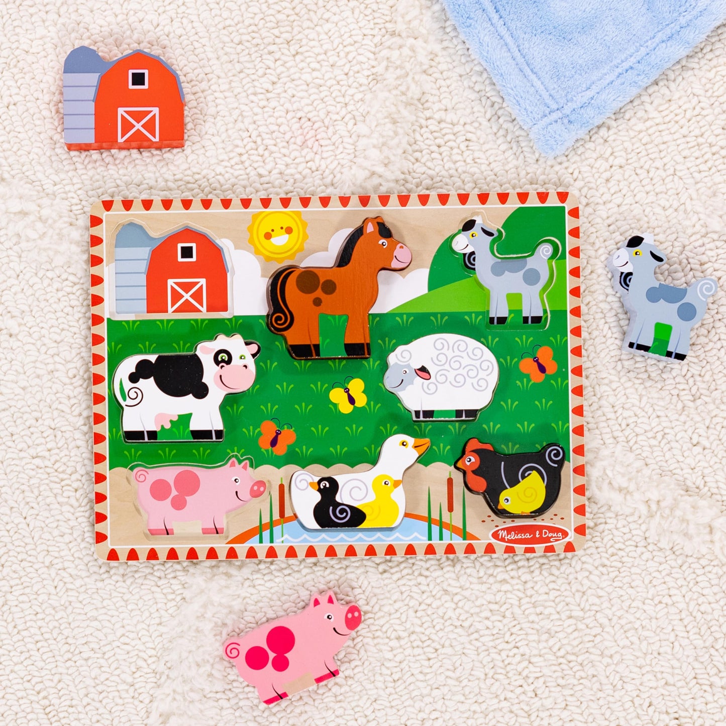Melissa & Doug Farm Animals Wooden Chunky Puzzle 8-Piece Set Melissa & Doug