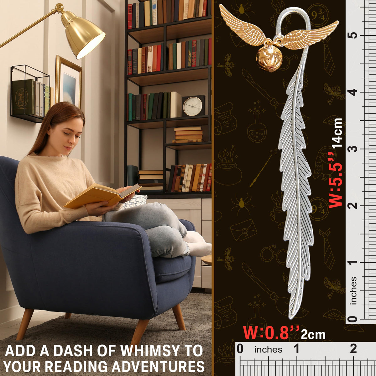 Harry Potter Metal Bookmark with Hanging Charm Golden Snitch Hogwarts Reading Gifts Christmas Stocking Stuffers Book Lovers Gift Box 🍁 All In One Marketplace Canada