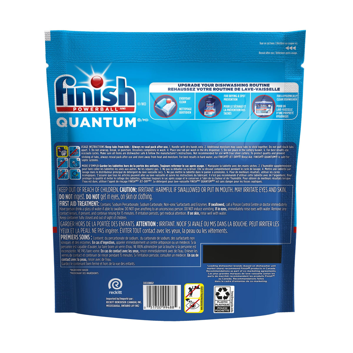 Finish Quantum Dishwasher Detergent Pods, 3-Chamber Formula, 90 Tabs