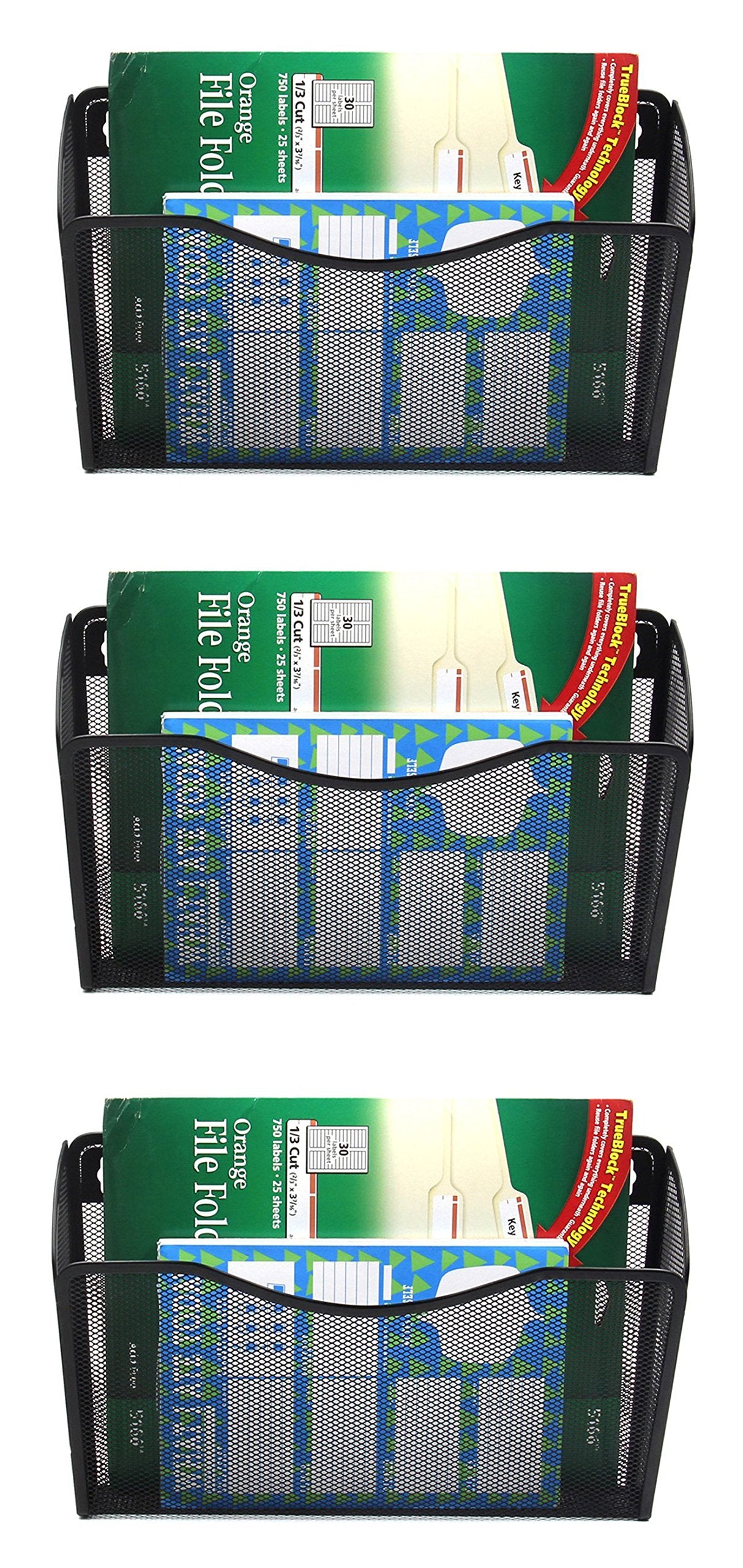 EASEPRES 3 Pack Mesh Wall Mounted File Holder Organizer Metal Hanging Vertical Paper Mails Rack Storage Wire Single Document Filling Holder Pocket for Office and Home, Black π All In One Marketplace Canada