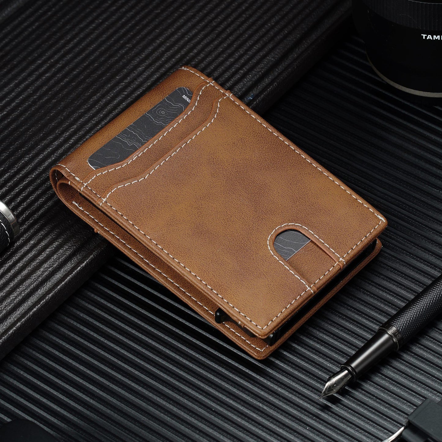 furid RFID Wallet for Men Minimalist: Slim Pop Up Wallet with ID Window - Smart Card Holder for Men - Gift for Father Husband on Father’s Day Birthday Anniversary