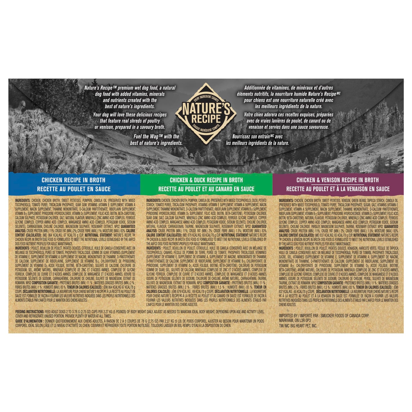 Nature’s Recipe Chicken, Chicken & Duck, Chicken & Venison Wet Dog Food Variety Pack 936 g 12 pk