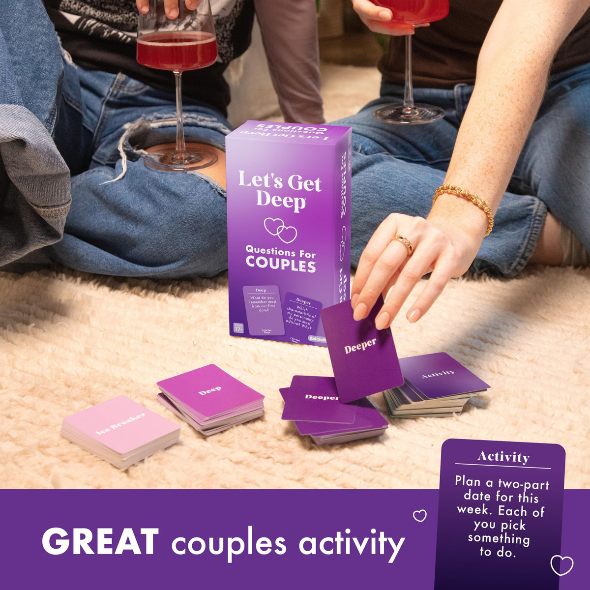 Let's Get Deep by Relatable, A Question Card Game for Couples, Great for Date Night Ideas, Couples & Wedding Gifts, Perfect for Long Distance Relationship, Includes 300 Cards to Build Up Intimacy