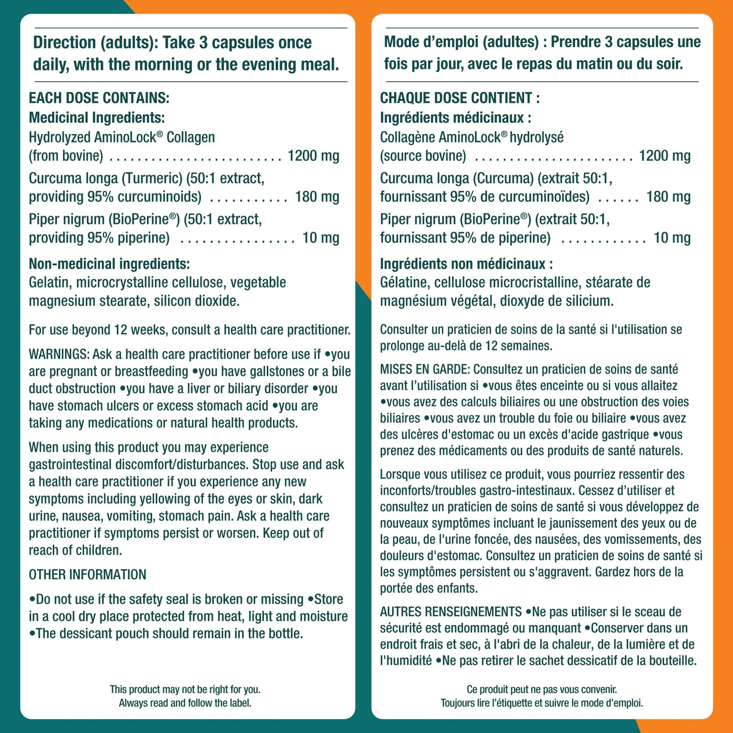 Genacol Anti-Inflammatory (60-Day Supply) – Turmeric Curcumin Supplement with Black Pepper (BioPerine) and Collagen Peptides, Relieves Inflammation, Osteoarthritis Pain Relief, 180 Capsules - Available at All In One Marketplace Canada