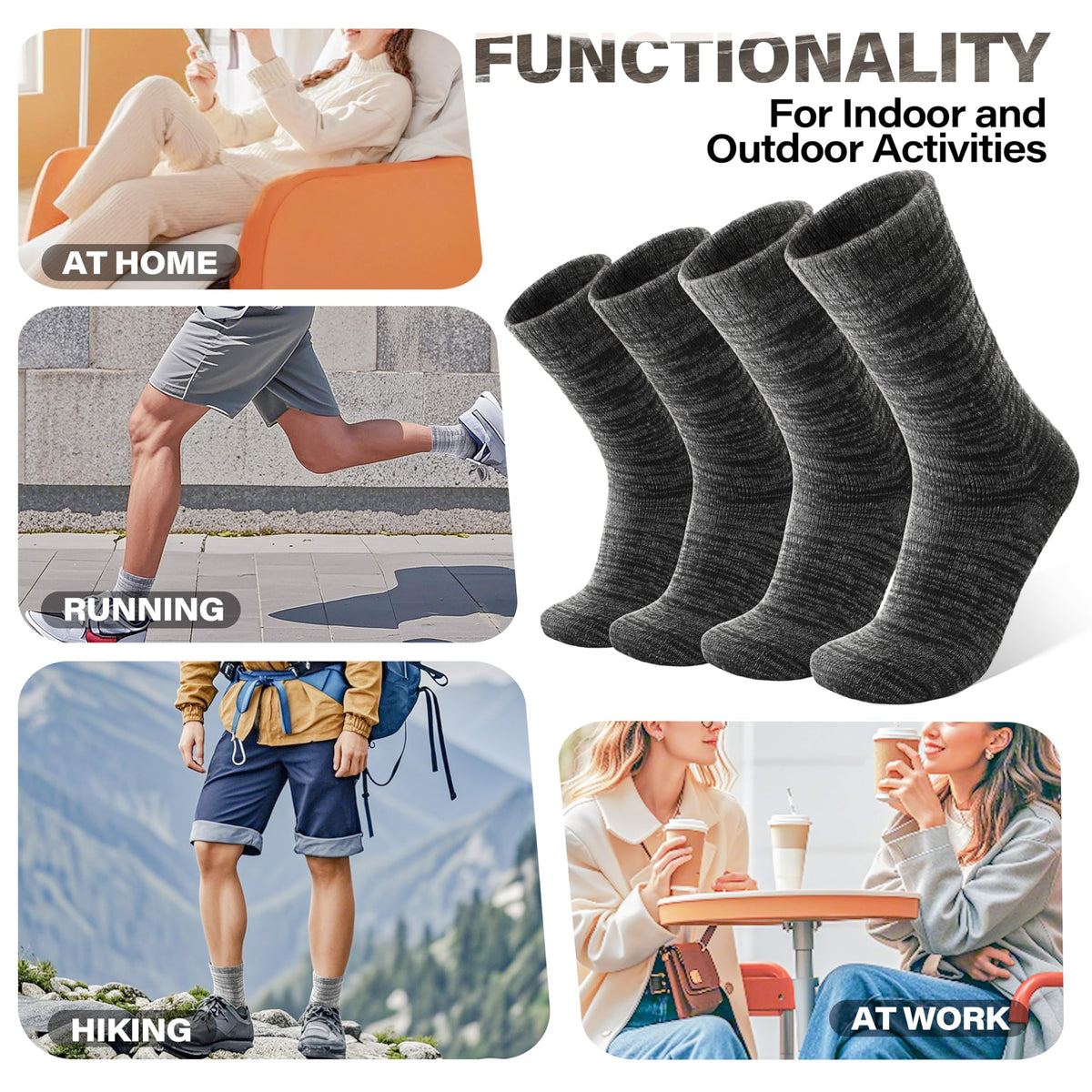 Anlisim Merino Wool Hiking Socks, Boot Crew Work Socks for Women Men 🍁 All In One Marketplace Canada