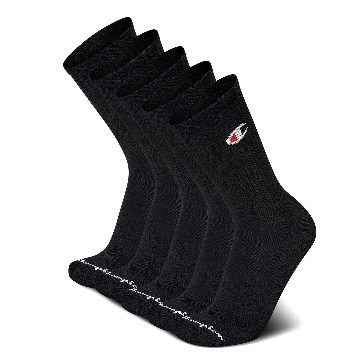 Champion Mens Men’s Crew Socks – 5 Pack Cushioned Crew Socks Moisture-wicking Breathable Reinforced Heel & Toe (Size: 6-12.5), Black, 6-12 Champion