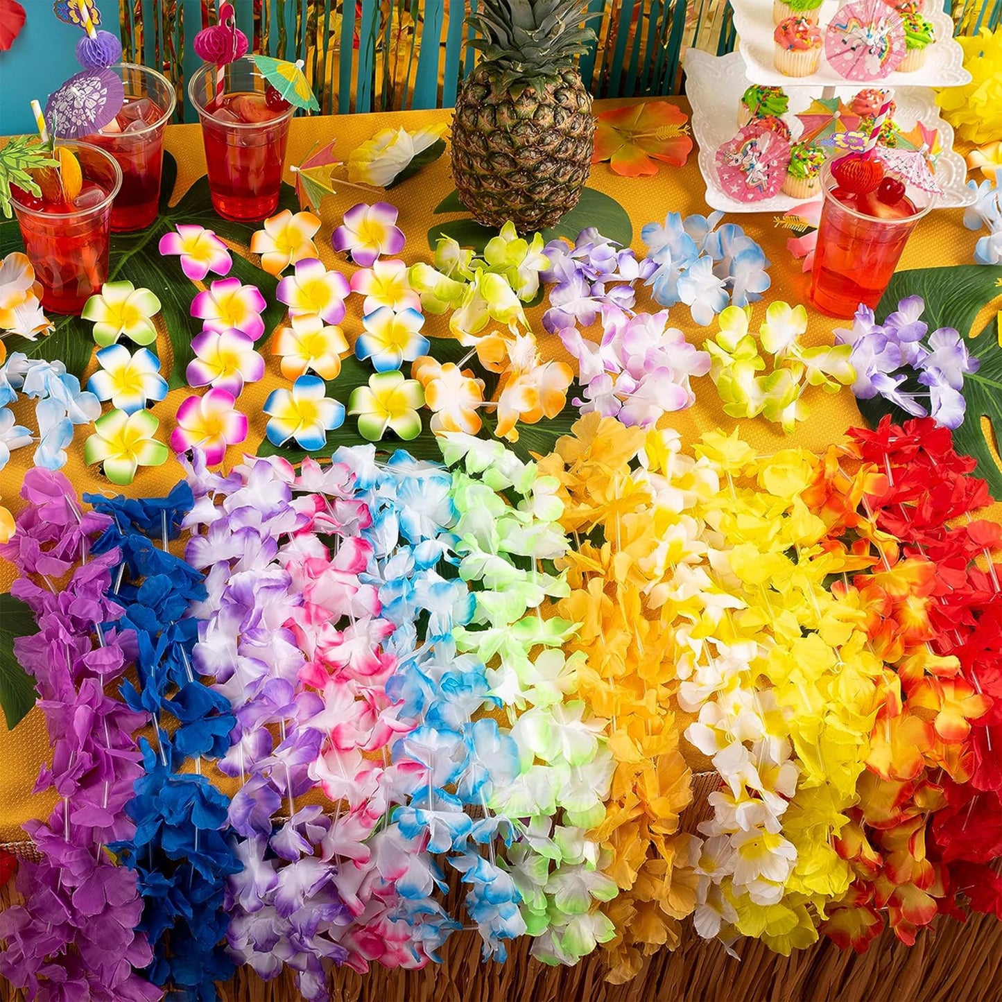 Joyin Toy 36 Counts Hawaiian Leis Bulk, Tropical Flower Lei Hawaiian Lei Beach Hawaii Luau Party Favors Decoration Birthday Party Supplies(3 Dozen) - Available at All In One Marketplace Canada