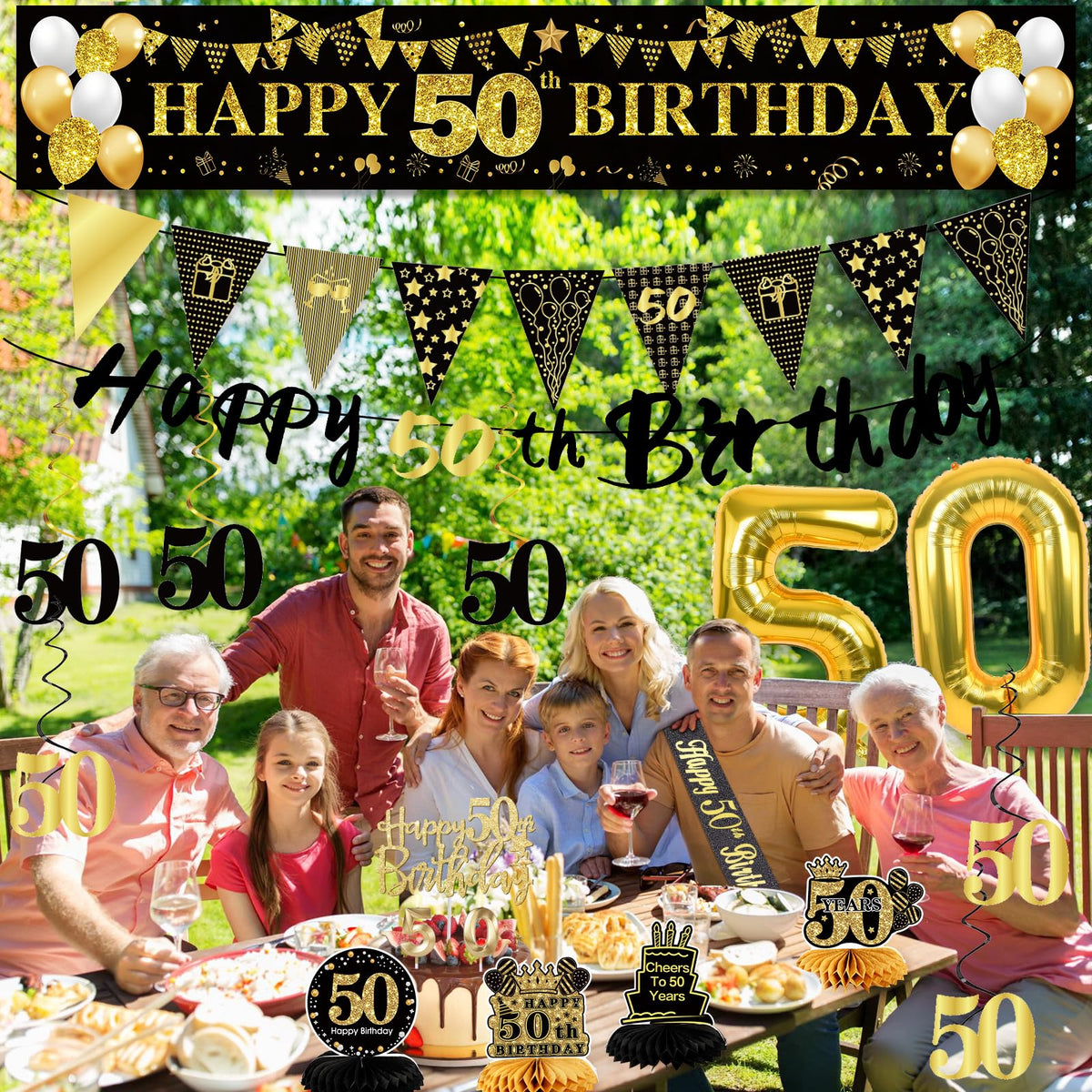 50th Birthday Decorations for Men, Black Gold 50th Party Decoration Set 🍁 All In One Marketplace Canada