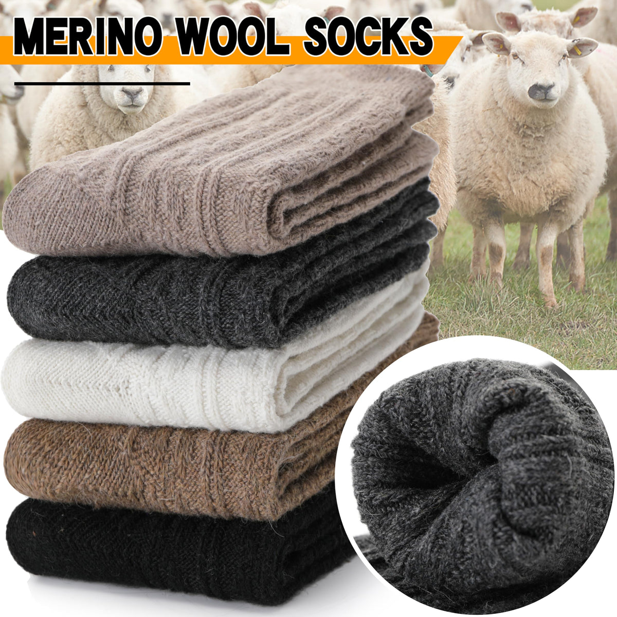 Womens Merino Wool Socks Warm Winter Thermal Hiking Cozy Crew Duty Work Soft Gift Socks for Ladies 5 Pairs Stocking Stuffers for Women Mom(Dark Color Mix) 🍁 All In One Marketplace Canada