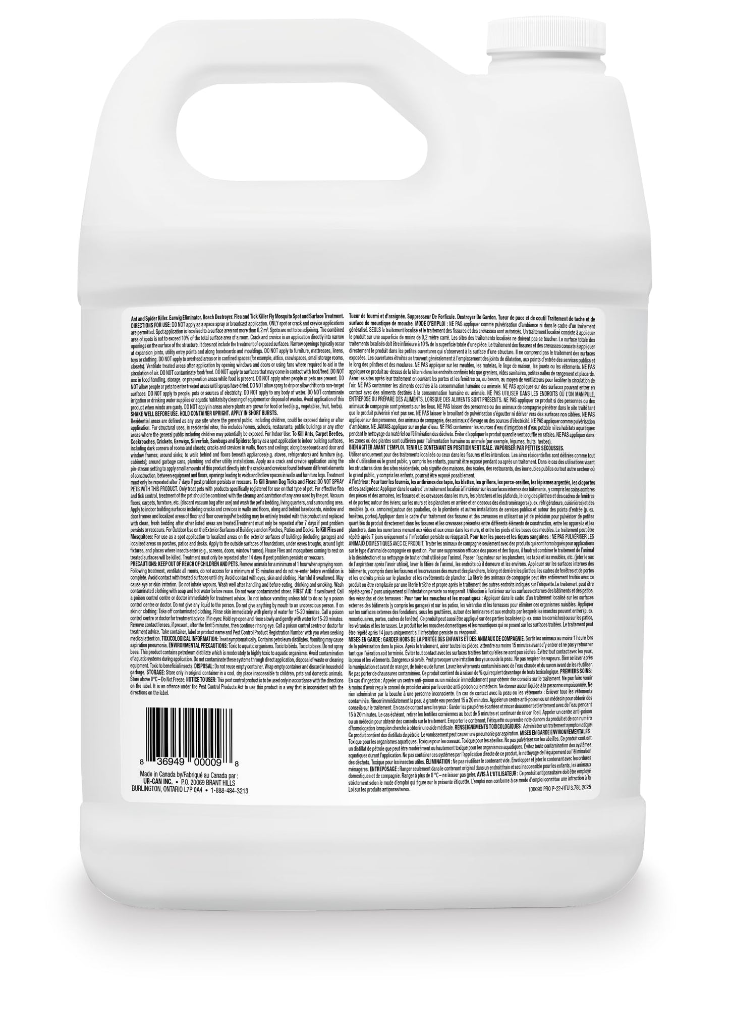 EcoGuard Professional P-22-RTU Residual Insect Killer, 3.78L Jug, Ready to Use Indoor and Outdoor Pest Control for Ants, Cockroaches, Spiders, Fleas, Ticks, Flies, Mosquitoes (Sprayer Not Included)
