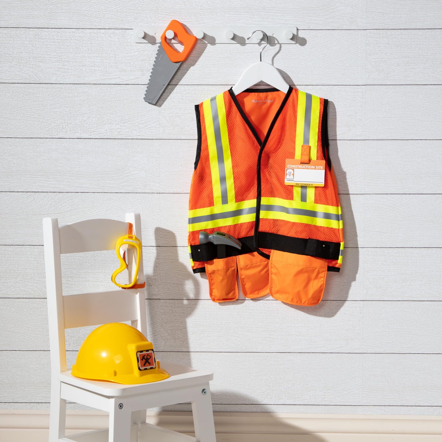 Melissa & Doug Construction Costume, Pretend Play Dress Up Set (6-Pc) Tools, Vest & Accessories, Role Play Toys for Kids 3+ - Available at All In One Marketplace Canada