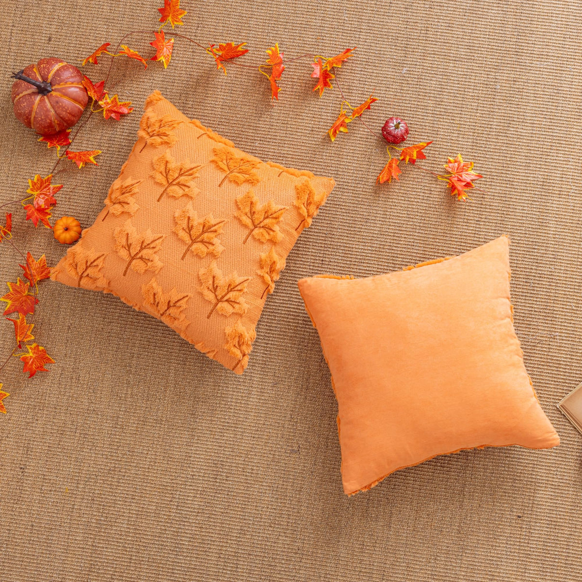 AQOTHES Maple Leaf Fall Orange Throw Pillow Covers 18x18 Inch Set of 2 🍁 All In One Marketplace Canada