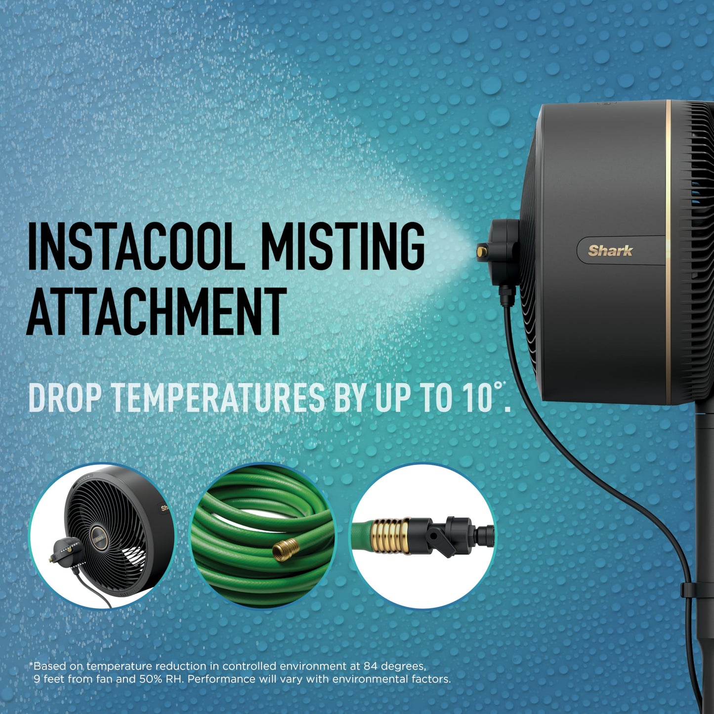 Shark FlexBreeze Outdoor & Indoor Fan with InstaCool Misting attachment, Cordless & Corded, from pedestal to tabletop. Portable, 24-hour runtime, quiet, powerful, 70ft Range, FA222C (Canadian Version) - Available at All In One Marketplace Canada