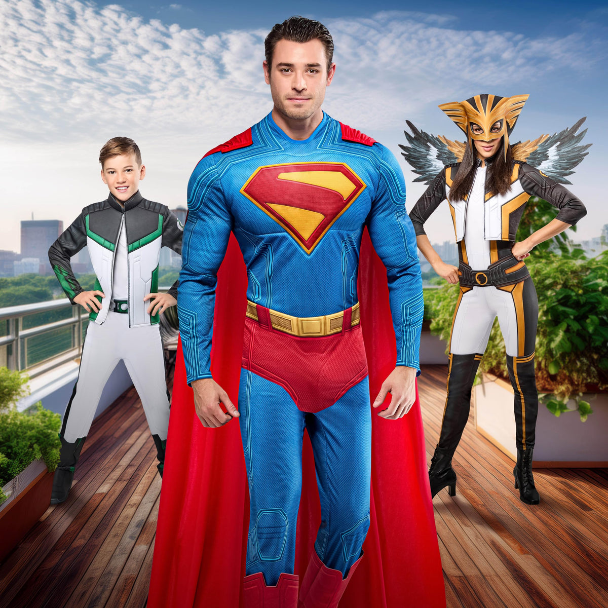 Rubies Men's Superman Deluxe Costume Jumpsuit with Shoe Covers and Cape, for Halloween and Themed Parties, Large