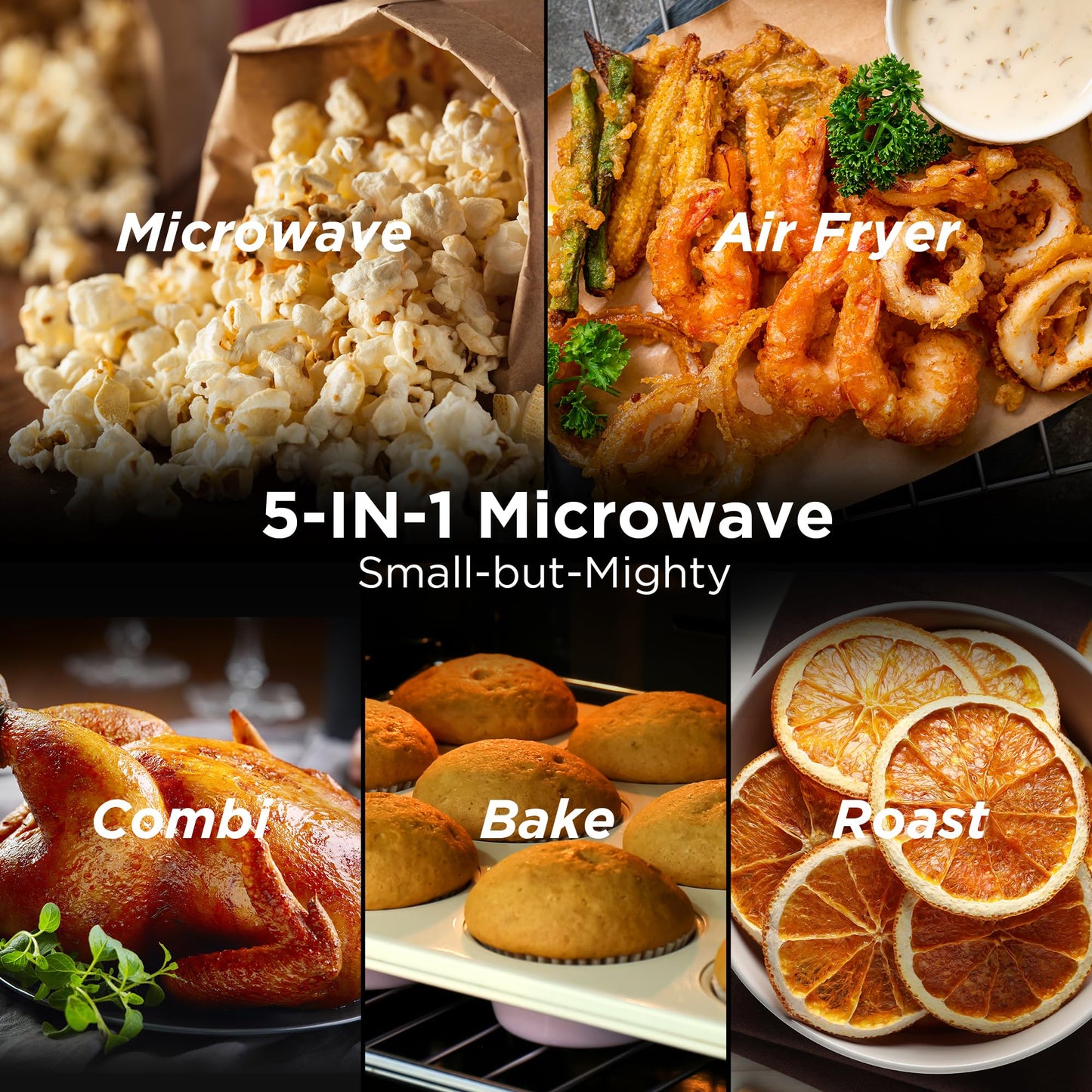 BLACK+DECKER 0.9 Cu.ft Microwave Oven Air Fryer Combo, 900W 5-in-1 BLACK+DECKER