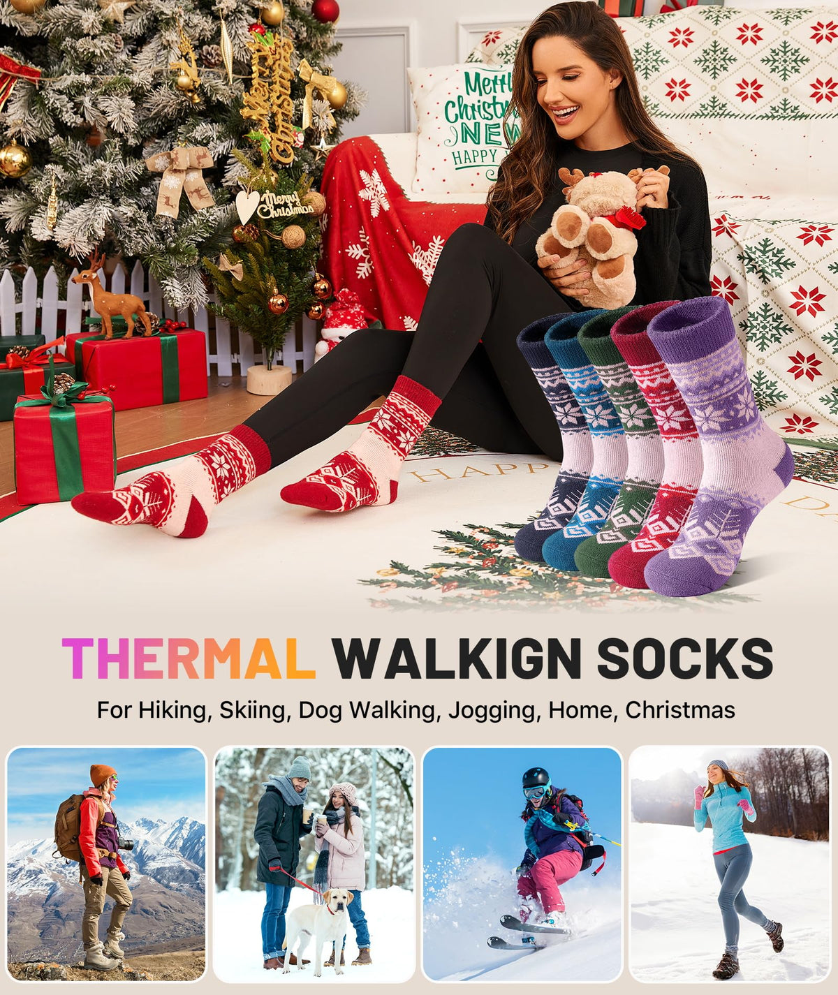 SIMIYA Merino Wool Socks for Women 5 Pairs Extra Thick Winter Thermal Warm 🍁 All In One Marketplace Canada