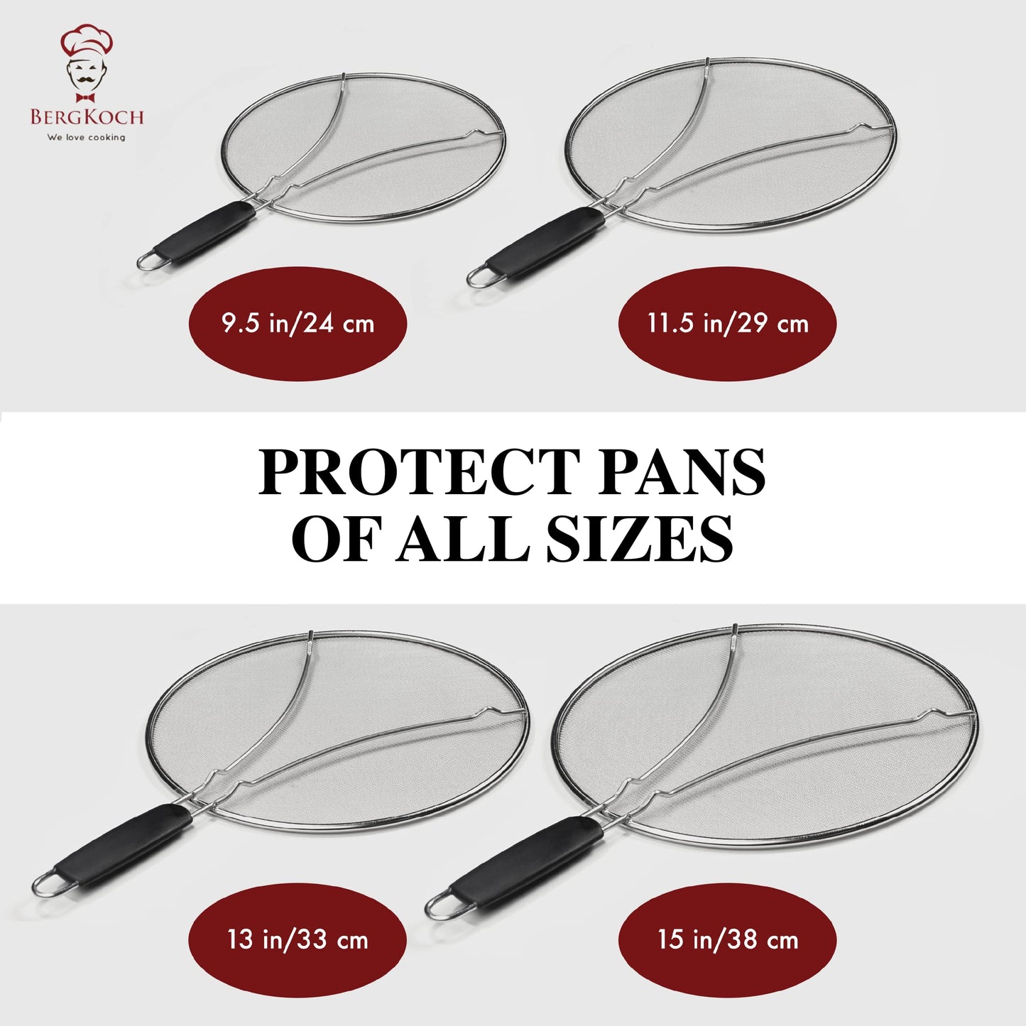 Splatter Screen for Frying Pan - 13 Inch Stainless Steel Grease Splatter Guard - Cover Oil Splash When Sizzling Bacon, Cooking Fried Chicken or Popcorn - Available at All In One Marketplace Canada