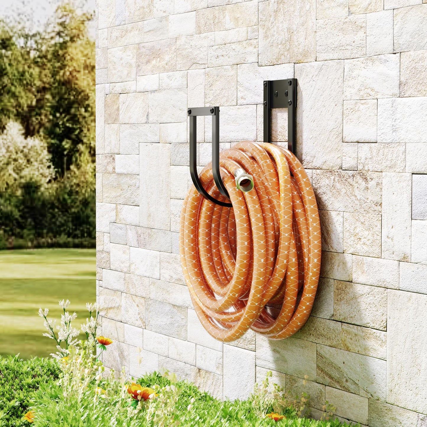 Garden Hose Holder Wall Mount - Heavy Duty Metal Water Hose Hanger for Outside, Durable Hose Hook for Garden, Garage, or Yard Storage - Available at All In One Marketplace Canada