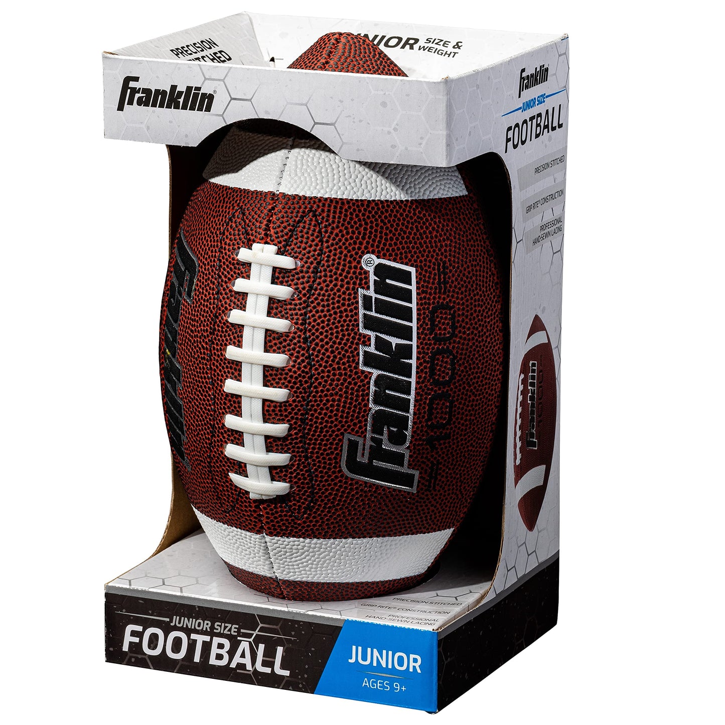 Franklin Sports Official Size Football - All-Weather 1000 Regulation Outdoor Football - Synthetic Leather Adult Size Football - Extra Grip Official Size Football - Brown + White Franklin Sports