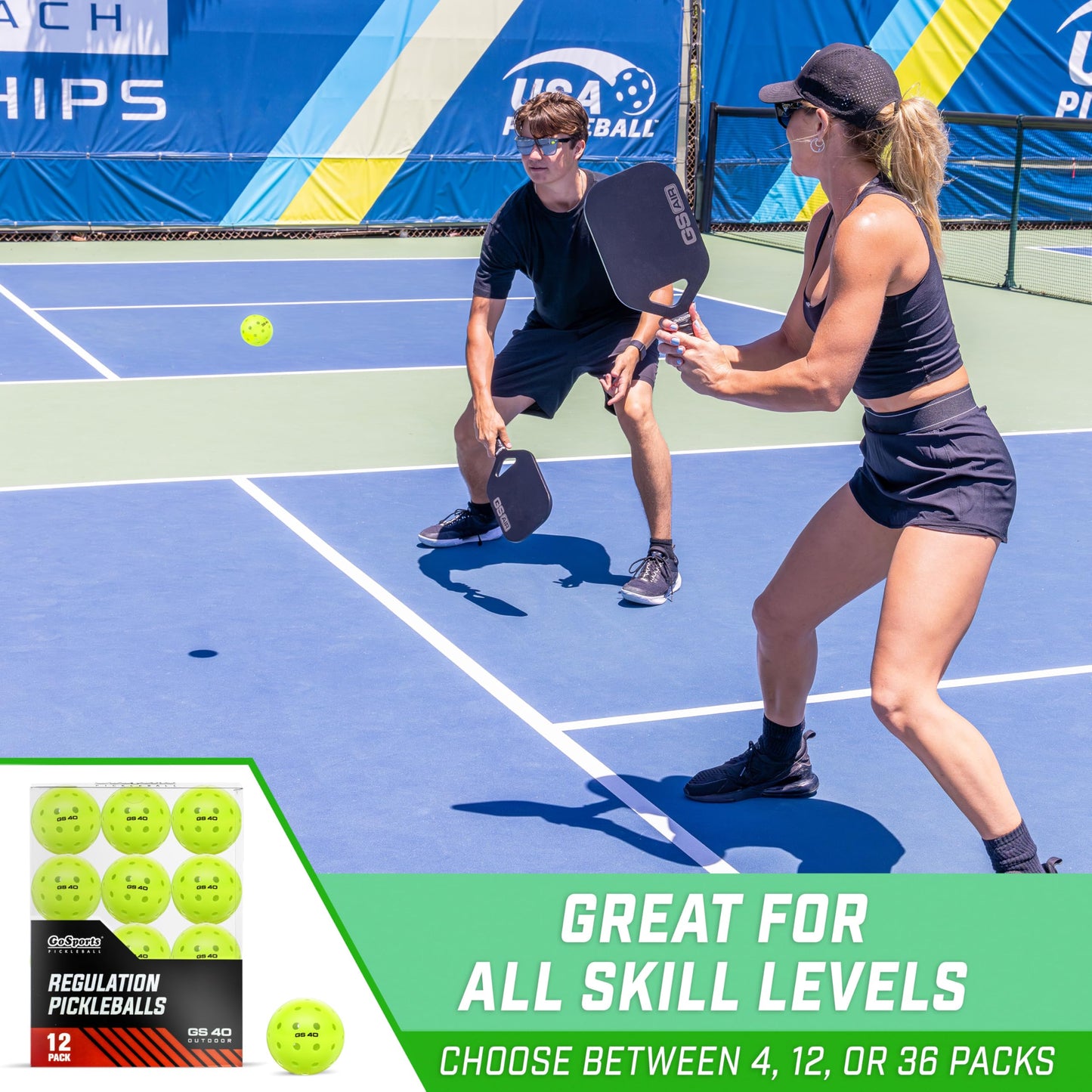 GoSports GS 40 Pickleball Balls - 12 Pack of Regulation USAPA Pickleballs GoSports