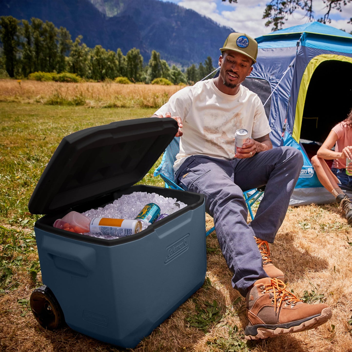 Coleman Chiller 60QT/56.8L Insulated Portable Cooler with Ice Retention & Heavy Duty Wheels, Great for Camping, Tailgating, Parties, Sports, Concerts & More