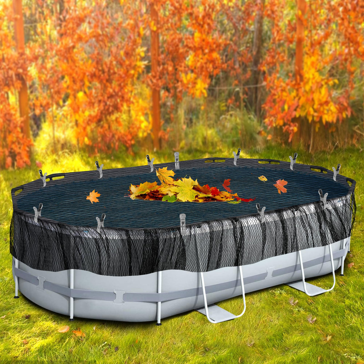 33' x 18' Oval Swimming Pool Leaf Net Cover, Pool Safety Net Blanket 🍁 All In One Marketplace Canada