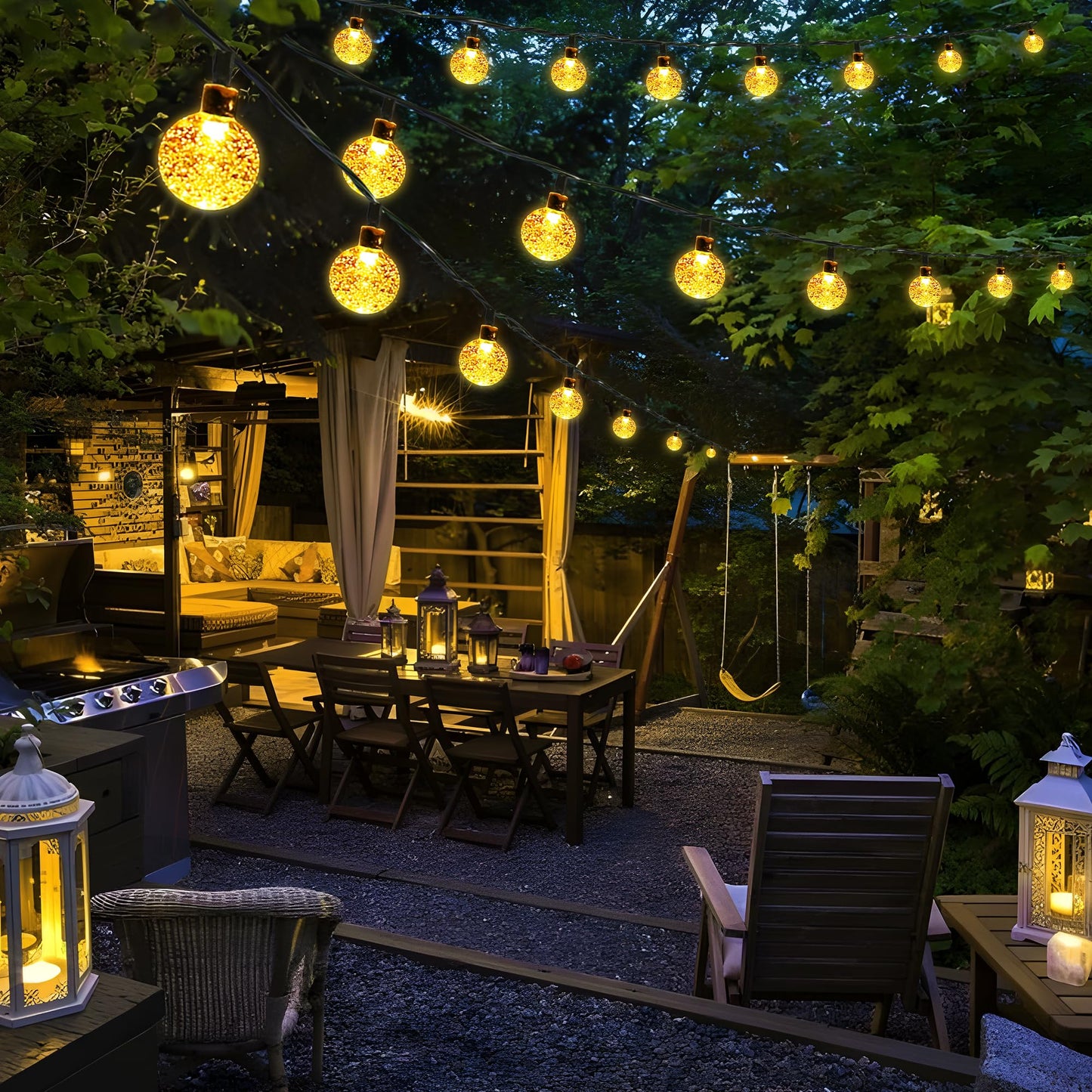 Joomer Solar String Lights Outdoor - 65FT 100LED Solar Globe String Lights,8 Lighting Modes, Waterproof Solar Powered Patio Light for Garden Yard Porch Party Outdoor Decor (Warm White)