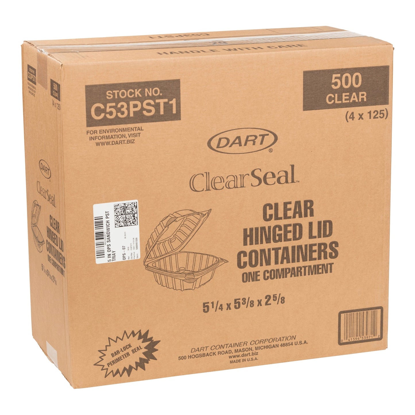 DART - 5IN CLEAR HINGE TRAY 500EA