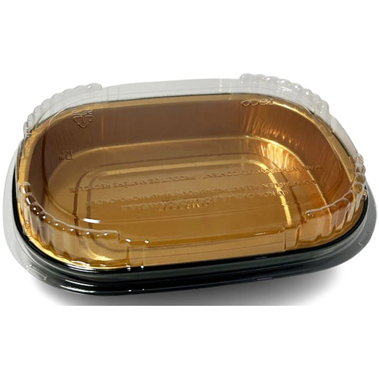 TITAN - BLACK/GOLD ENTREE CONTAINER WITH LID 22OZ 4x25 EA