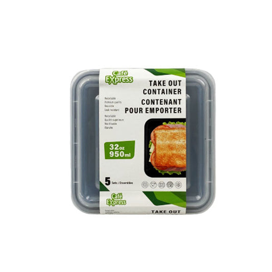 CAFE EXPRESS - WHITE  RECTANGLE CONTAINER COMBO 32OZ 12x5 EA