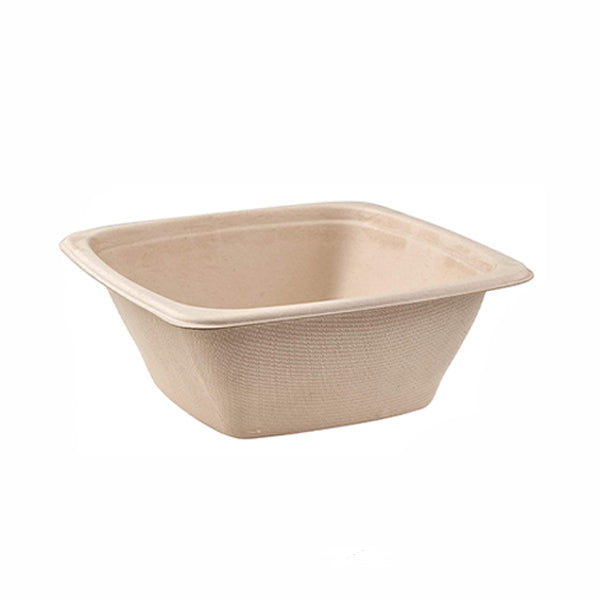 MAHER PRODUCTS - BOL COMPOSTABLE CARRÉ À BAGASSE DE 710 ML (24 oz) - 6 x 50 unités