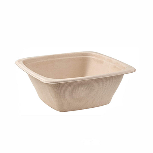 MAHER PRODUCTS - BOL COMPOSTABLE CARRÉ À BAGASSE DE 710 ML (24 oz) - 6 x 50 unités
