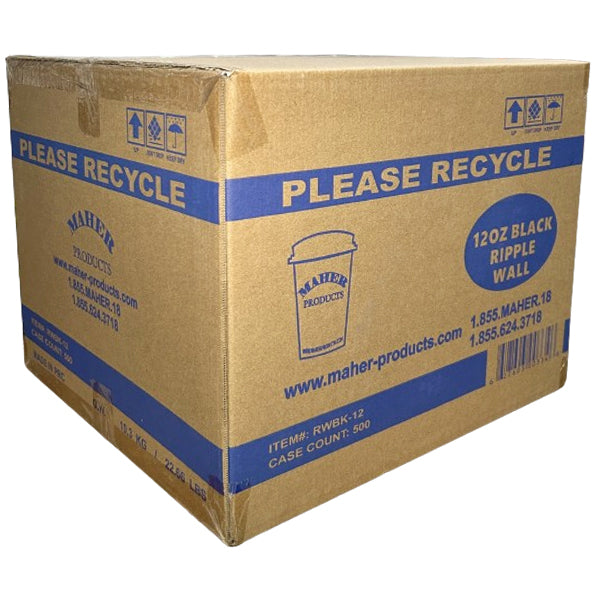 MAHER PRODUCTS - 12oz  BLACK RIPPLE WALL CUP 20x25 CT